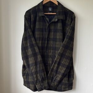Volcom Men's Dark Plaid Micro Fleece Shirt Jacket - Large